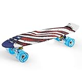 Cruiser Skateboard for Kids American Flag Printed Completed Skateboards for Girls Boys Beginners, Gi