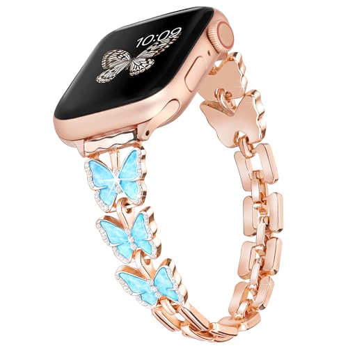 wipalor Thin Bling Dressy Butterfly Bands for Apple Watch Bands for Women