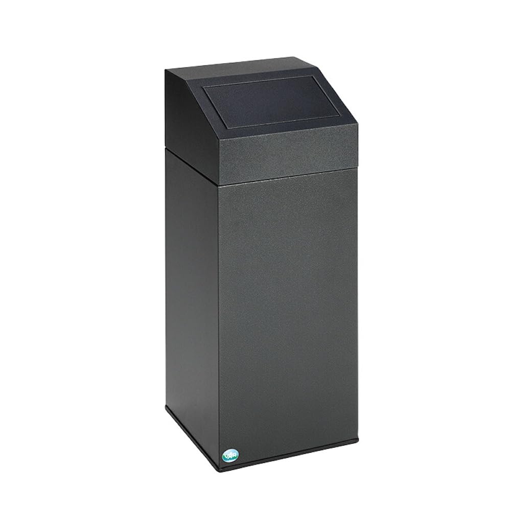 PROREGAL Selbstlöschender Wertstoffsammler Metall | 47 Liter, HxBxT 79x32x32cm | Verzinkter Stahl | Dunkelgrau | Mülleimer Abfalleimer Müllkorb