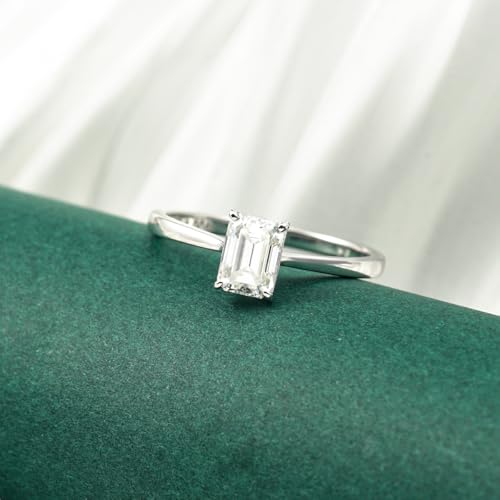 1ct Emerald Cut Moissanite Travel Ring, S925 Sterling Silver, VVS Solitaire Engagement Ring, White2