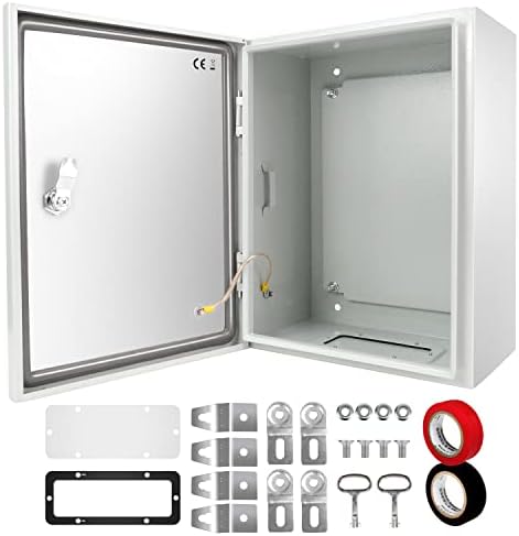 Tocretoare Outdoor Electrical Box, Steel Junction Box 20 x 16 x 8'', NEMA 4X Electrical Enclosure Box IP66 Waterproof & Dustproof, Universal Electrical Project Box with Lock & Mounting Plate