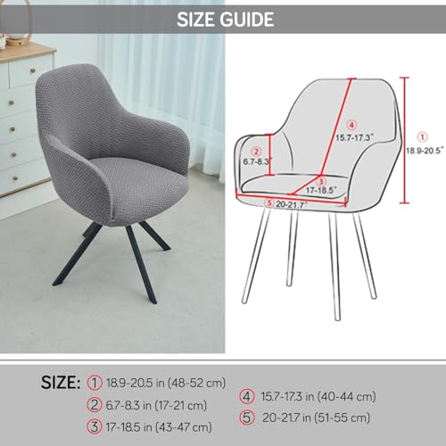 Image of HOKIPO Premium Jacquard Stretchable Swivel Chair Cover High Armrest Slipcover, Grey (NEW-AR-5356-GRY)