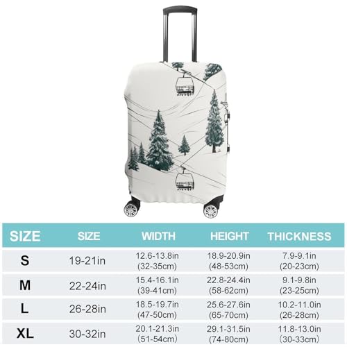 Ski Lift With Fir Tree Printed Luggage Cover Protector, Fits 18-32 Inch Luggage2