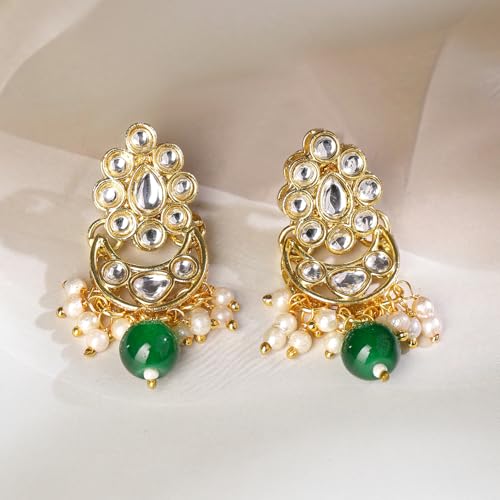 Image of Rubans Necklace Maangtikka Set Gold Plated Kundan & Pearl Jewellery Gift for Women & Girls