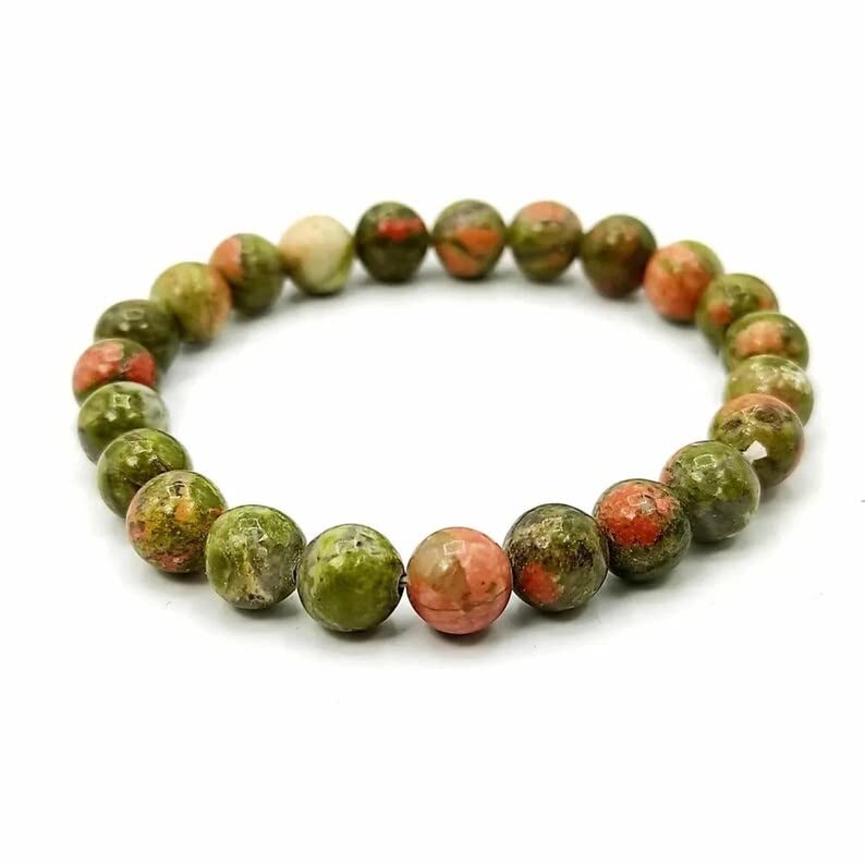Bracelet unakite naturelle : bijoux pierres précieuses véritables hommes femmes