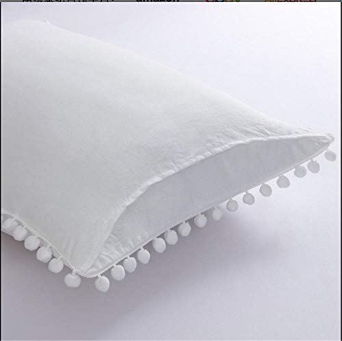 Funda de almohada decorada con bolas para solucionar camas aburridas un par blanco 5