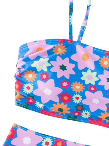 Image of WDIRARA Girl's Floral Print Bikini Set 2 Piece Swimsuits Sleeveless Spaghetti Strap Bathing Suits