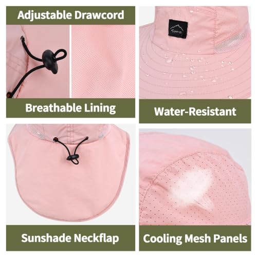 Image of ZOORON Kids Sun Hat with Neck Flap UPF 50+ UV Protection Wide Brim Breathable Fishing Safari Beach Summer Hat for Boys Girls