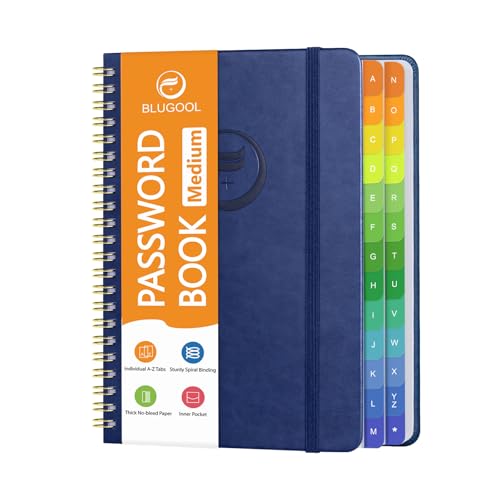 Carnet de mots de passe pour personnes âgées avec grands onglets et couverture rigide
