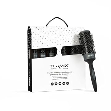 Termix Evolution Plus, Spazzola Capelli Termica Rotonda, Fibre Appositamente Studiate per Capelli Spessi, Spazzola Districante per Capelli, Nero, Pack 5 Diametri