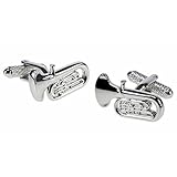 Livré dans un coffret cadeau Tuba silver-plated torpedo cufflinks in padded gift box