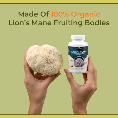 Naturealm Lion’s Mane Mushroom Capsules Brain Supplement (30 Day Supply) | Supports Brain Health, Focus & Memory | Organic, Premium 100% Fruiting Body Extract - Thumbnail 6