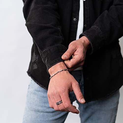 Baronyka Stainless Steel Men’s Bar Link Chain Bracelet, 3Mm 8” With Lobster Clasp, Silver Plated, Chainlink Bracelets For Men #TOP5