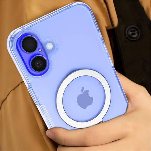 Image of eller sante Solarix Magpro Back Cover Case for iPhone 16 Plus with Magnetic Alloy Ring Metal Kickstand Camera Protector TPU Shockproof 10ft Drop Protection Compatible with Mag-Safe- Transparent