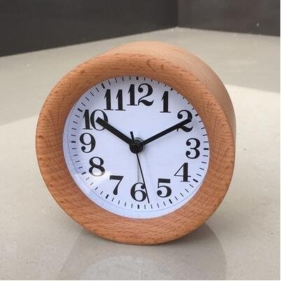 Lgclock Wood Bed Bedroom Lazy Sleepy Quiet Luminous Little Clock Fashion Students Individual Clocks,Beech Classic (Without Night Light)