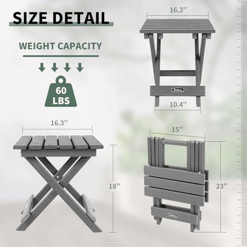 Table pliante d'extérieur carrée Adirondack portable sans assemblage pour porche - 4