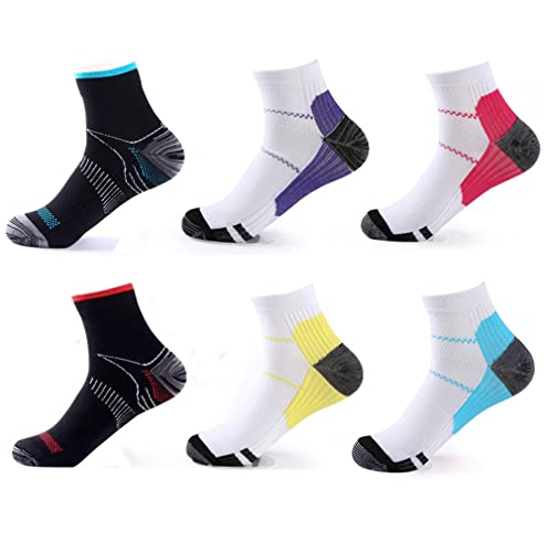 6 Pairs Johnda Compression Socks for Men and Women, Plantar Fasciitis Arch Support Foot Relieve Pain Supports Heel
