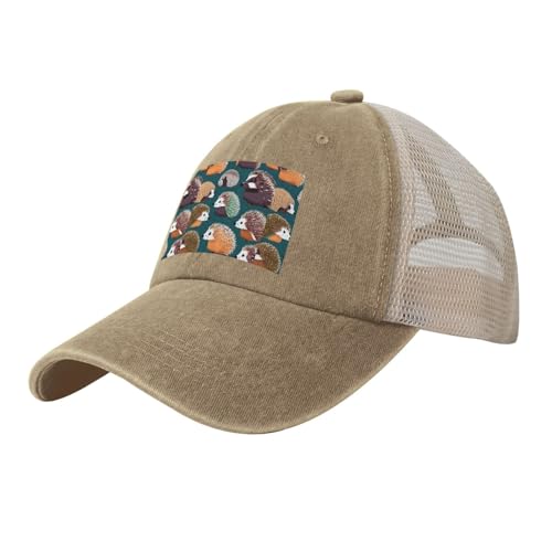 Many Hedgehogs Printing Cowboy Adjustable Summer Hat Classic Design,Mesh Back for Breathability One Size for Outdoor