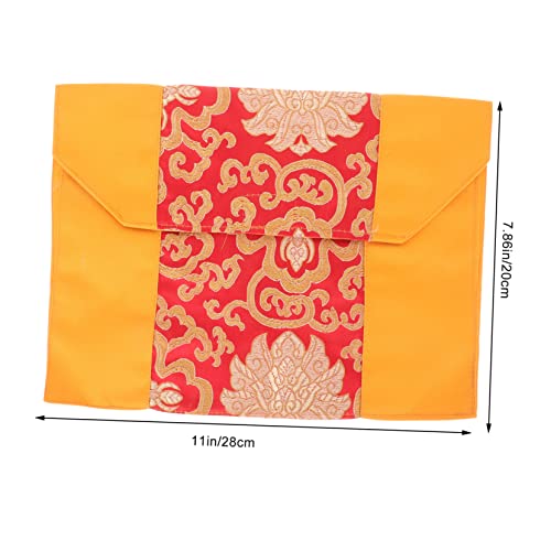 Alipis Silk Scripture Storage Envelope Vintage Chinese Style Pouch for Buddhist Texts Lightweight and Easy to Clean for Travel and Daily Use Red Color Design2