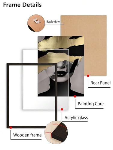 Toile murale abstraite set de deux cadres design or et noir - 6