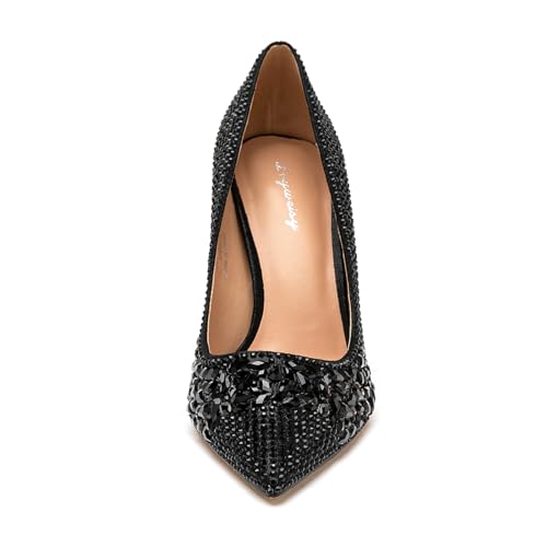 Lryweisy Women's High Heels Pumps Rhinestone Heels Closed Toe Heels for Women 4 Inch Stiletto Dress Wedding Party Pumps Shoes（Size 8.5）2