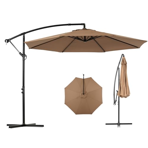 Backyard Expressions 10FT Cantilever Patio Umbrella – Outdoor Offset Hanging Umbrella with Smooth...