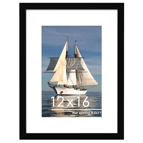Image of PEALSN 12x16 Picture Frame, Display Pictures 8.5x11 with Mat or 12 x 16 Without Mat for Wall Mounting Display, Photo Frames, Diamond Art Frames, Black