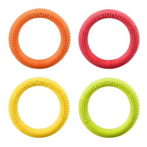 AOYEAH 4er- Pack Hunde- Ringspielzeug, Kauspielzeug für Hunde im Freien, robust und ideal für Aggressive Kauer. Auch als Apportierspielzeug oder Wurfscheibe geeignet. Welpenring für das Welpentraining