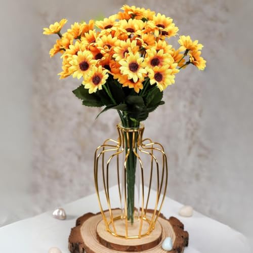 Image of SATYAM KRAFT 1 Pcs Artificial Sunflower Bunch for Home Decor, Living Room, Balcony, Office, Table, Fake Flowers, Realistic Look, Pooja, Wedding, Gifts, Showpiece (Without Vase) (Yellow)