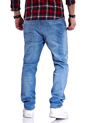 JACK & JONES Herren Jeans Clark ARIS Regular Fit Straight Leg Denim Herrenhose Light Blue Denim W32 L30