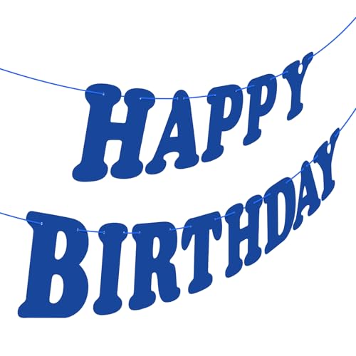 Navy Blue Happy Birthday Banner Sign Happy Birthday Bunting Banner Flag Garland for Kids Boys Baby Birthday Party Decorations Supplies
