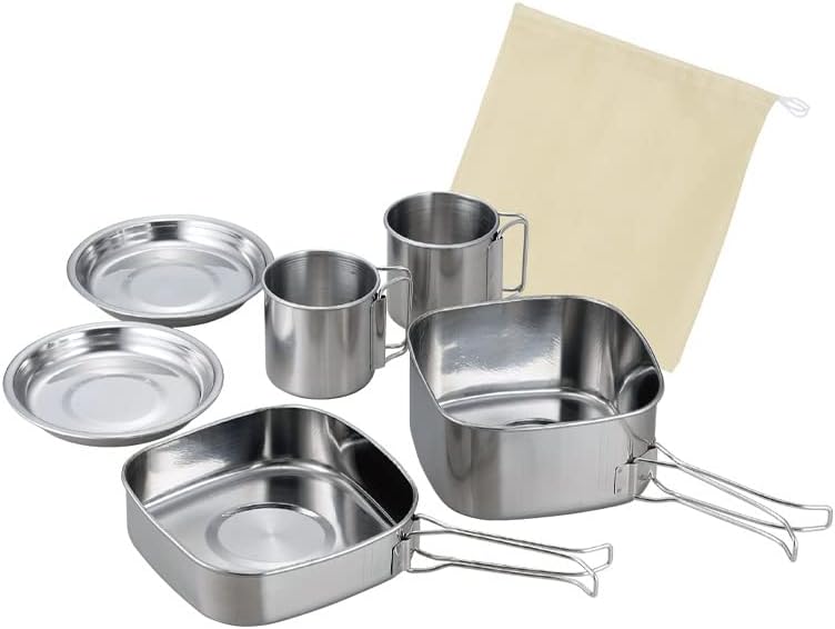 1 Set Of Stainless Steel Outdoor Camping Hiking Portable Cooking Utensils Of 6-piece Set