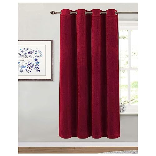 Image of Amazon Brand - Solimo Velvet Curtain Set of 2 (52x96 Inch) Plain Door & Window Curtains for Living Room & Bedroom |75% Light Blocking, Eyelet Curtains for Home Decor in Wine Color (4 feet x 8 feet)