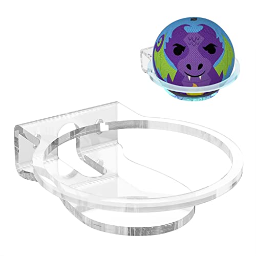 Image of GEEKRIA Acrylic Wall Mount Compatible with 2022 Echo Dot 5th Gen / 4th Gen, 5th Gen with LED Clock & Alexa, Stable and Easy Installation Speaker Mount Stand Protector (Clear)