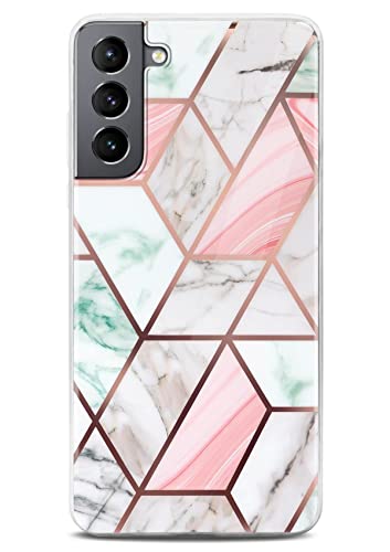 Coque Samsung S21 marbre pailleté protégeant l'écran des rayures et l'appareil photo