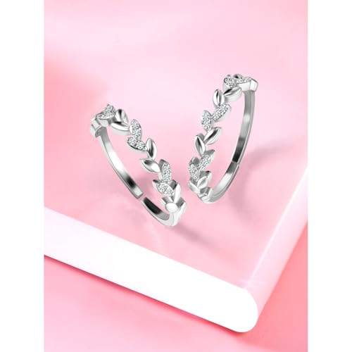 Image of Peora Cubic Zirconia Studded Adjustable Toe Ring Bichiya Stylish Fancy Daily Regular Jewellery for Women