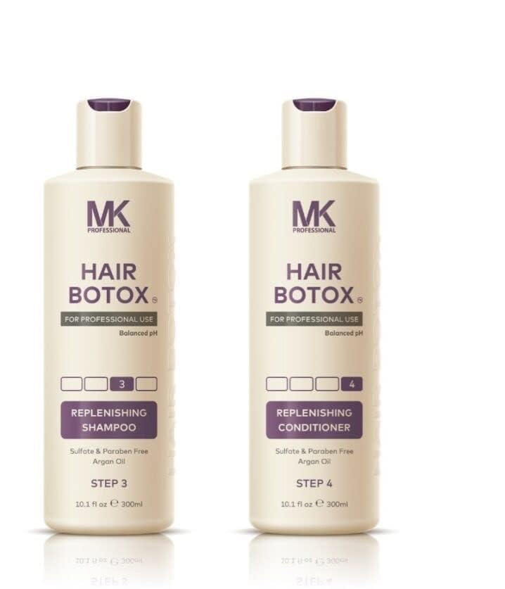 MK Professional Replenishing Shampoo & Conditioner Set - 300ml Each (Sulfate & Paraben-Free)