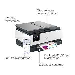 HP OfficeJet Pro 8125e Wireless All-in-One Color Inkjet Printer, Print, scan, Copy, ADF, Duplex Printing Best-for-Home Office, 3 Month Instant Ink Trial Included, AI-Enabled (405T6A) — photo 5 of 6