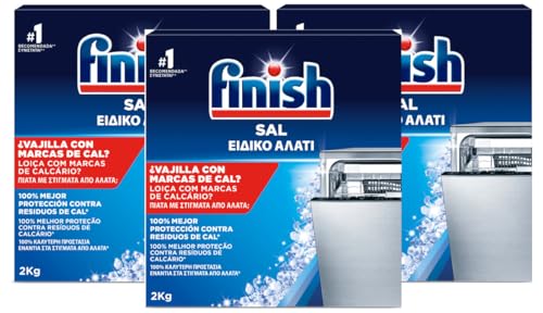 Finish Sal para Lavavajillas, Función Antical, 3 Unidades x 2 kg, Total 6 kg