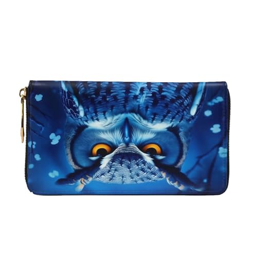 Blue Owl Long Leather Wallet,Large Capacity Soft Pu Leather Purse For Women With Multiple Card Slots Phone Pocket And Zipper Coin Purse Stylish Phone Card Holder Clutch2