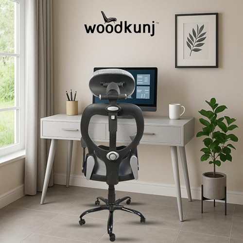 Image of High Back Office Chair with 3 Year Warranty rotatable Chair for Home and Office| Heavy Duty Metal Base | Height Adjustable (Grey)