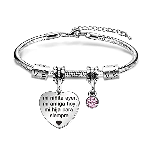 Angelra Hija Pulsera Para MujerMi Niñita Ayer, Mi Amiga Hoy, Mi Hija Para Siempre Pulseras Con Colgante Grabado Para Regalos De Cumpleaños
