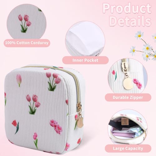 Image of 2-Pack Period Bag for Women Girls, Portable Corduroy Sanitary Napkin Storage Bag Period Pouch Small Discreet Menstrual Pouch, Sanitary Pads Bag Period Kits Tampons Holder for First Period