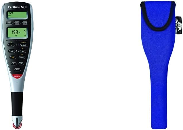 Calculated Industries 6135 Scale Master Pro XE Advanced Digital Plan Measure for Estimating Plan Takeoffs on Printed Blueprints, White & 5011 Scale Master Series Neoprene Case, Blue - - 