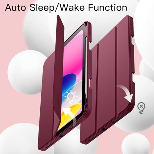 Image of JETech Cover Case for iPad (A16) 11th /10th Generation (2025 /2022) with Pencil Holder, Slim Tablet Cover with Soft TPU Back, Auto Wake /Sleep (Wine)