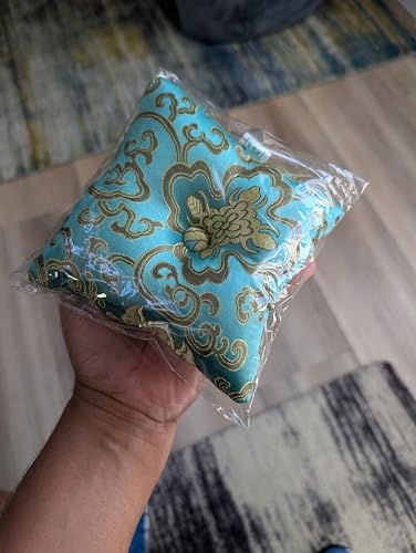 ZENPROSPERA Tibetan Singing Bowl Cushion – Plump Handmade Silk Brocade Ring (Small to Large Bowls) – Sound‑Enhancing & Decorative Home Accent (Tibetan Teal Blue, 5.5 Inches)