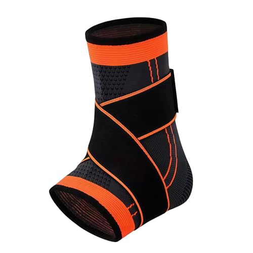 RecoverX Sleeve Youth Heel & Growth Plate Support Sleeve Compression Support with Wrap Strap Breathable Ideal for Soccer Gym Basketball Daily Protection (Orange Large)