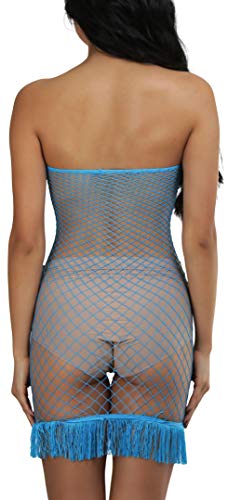 Image of ToBeInStyle Women's Stretch See Through Fishnet Novelty Mini Rave Party Dress