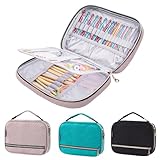 MYBAGZING Crochet Hook Case Empty - Quilted Crochet Organizer Case- Crochet Hook Holder for Circular Knitting Needles, Crochet Hooks (up to 8