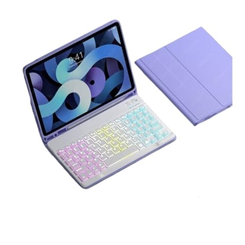 Teclado RGB para iPad de 11 y 10 gen con funda protectora de piel suave y portalápices